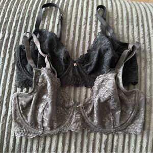 Savage x Fenty Black Grey Bra Bundle - Neutral Coquette Lingerie Y2K - 34D